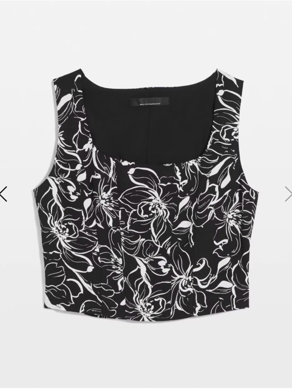 White House Black Market Black & White Floral Corset Top